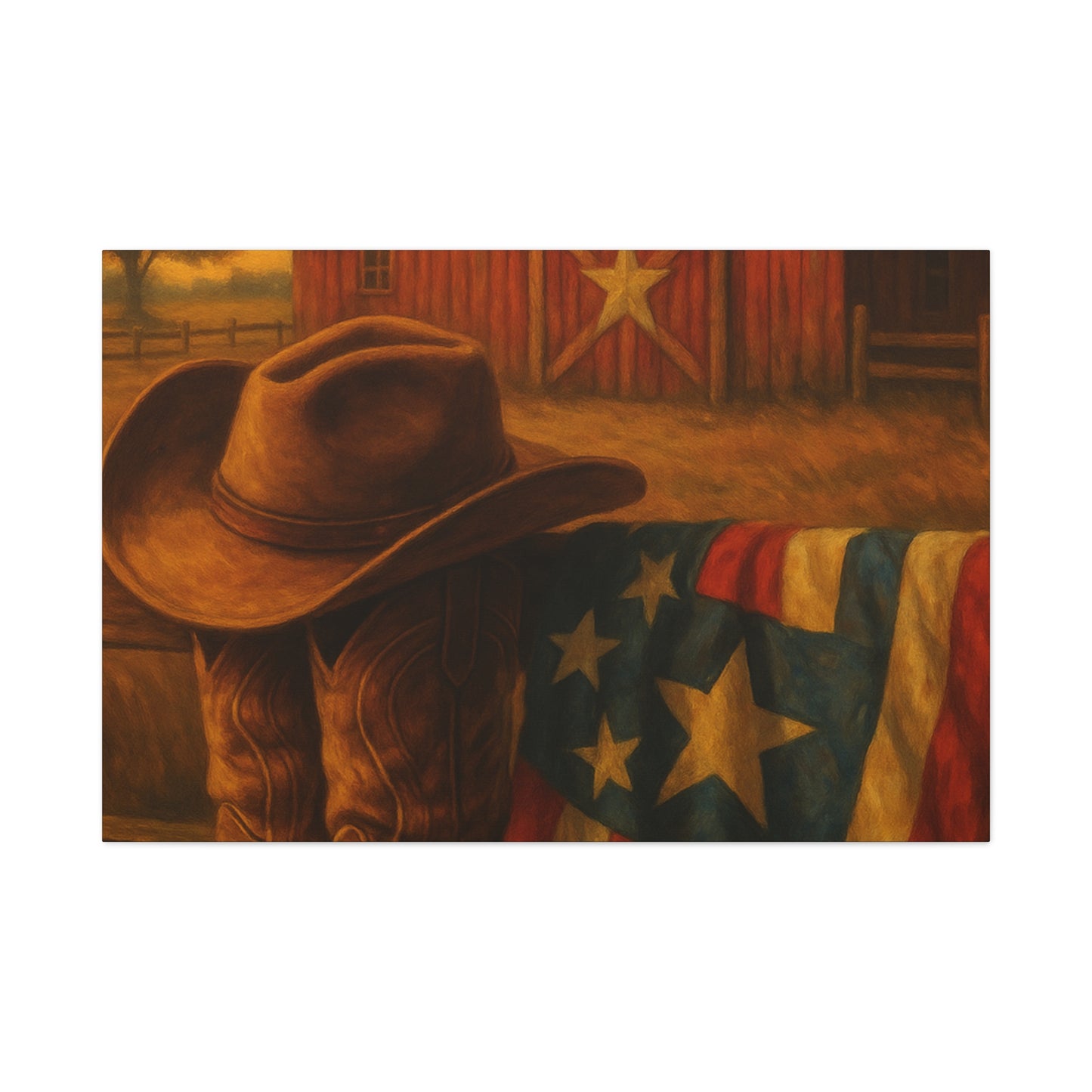 Rustic Canvas Art Print, Western Decor, Cowboy Hat and Boots, Americana Wall Art, Perfect Gift for Country Lovers
