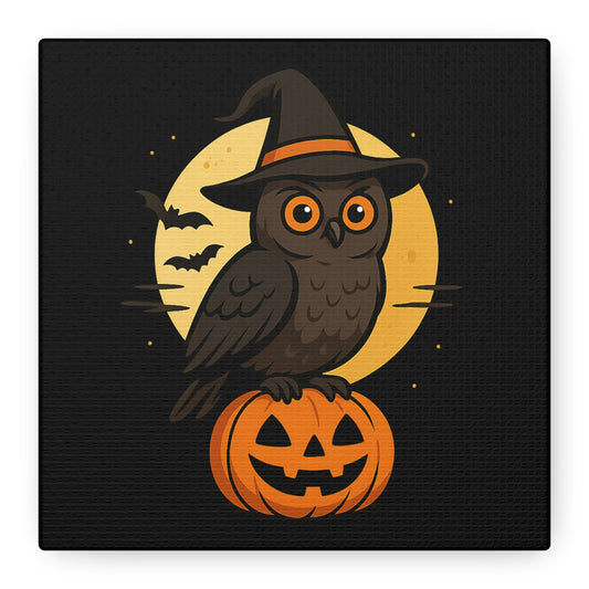 Halloween Owl Canvas Art, Spooky Home Decor, Fall Decorations, Witchy Wall Art, Pumpkin Artwork, Boo-tiful Gift