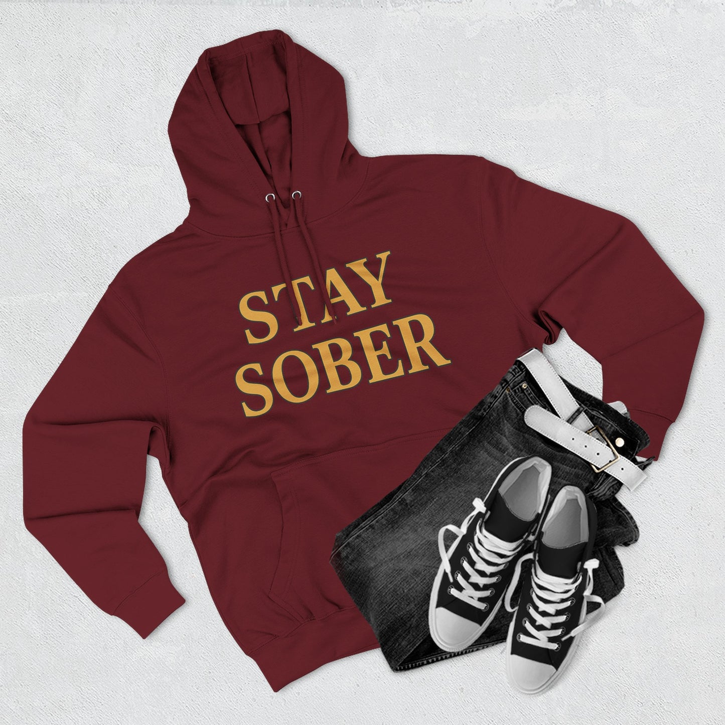 Stay Sober x Faith Hoodie – Gold & Black Christian Recovery Design