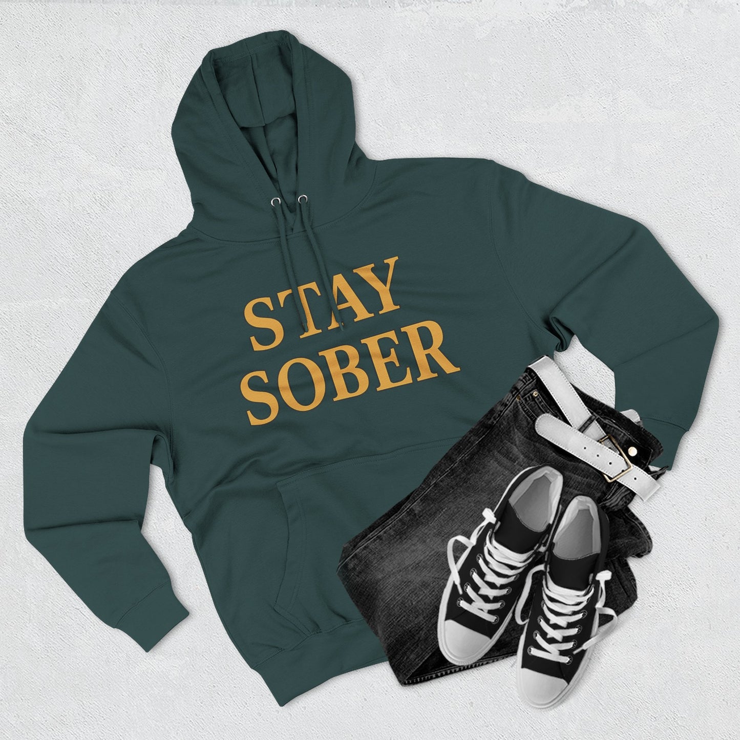 Stay Sober x Faith Hoodie – Gold & Black Christian Recovery Design
