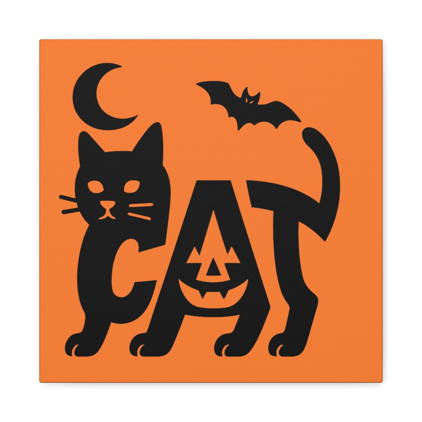 Halloween Cat Canvas Wall Art, Spooky Home Decor, Autumn Accent, Cat Lover Gift, Seasonal Wall Decor, Pumpkin Design