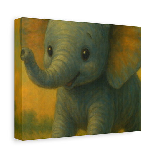 Elephant Canvas Art Print, Cute Nursery Wall Decor, Kids Room Art, Baby Shower Gift, Animal Lover Gift