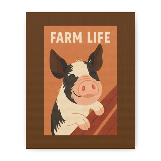 Farm Life Canvas Wall Art, Farm house Decor, Pig Print, Rustic Home Decoration, Gift for Animal Lovers, Farm Themed Art