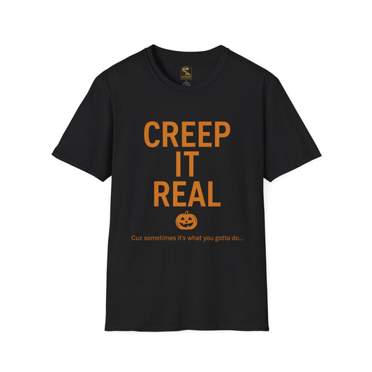 Creep It Real Halloween T-Shirt, Unisex Softstyle Tee, Halloween Gift, Fall Apparel, Pumpkin Shirt, Spooky Season Wear