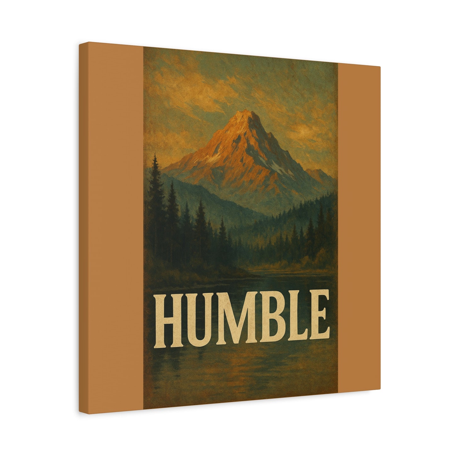 Humble Canvas Wall Art, Rustic Home Decor, Mountain Landscape Art, Inspirational Quotes Wall Art, Nature-Inspired Gift