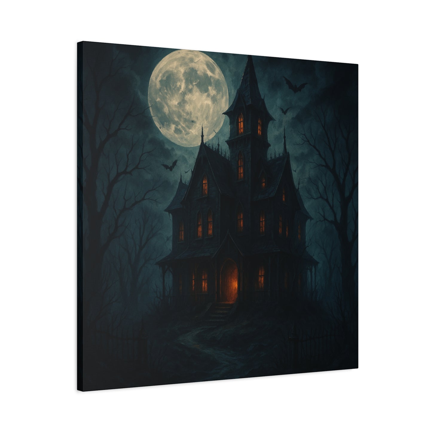 Haunted House Canvas Art Print, Gothic Wall Decor, Spooky Home Decor, Halloween Artwork, Horror Theme Decoration