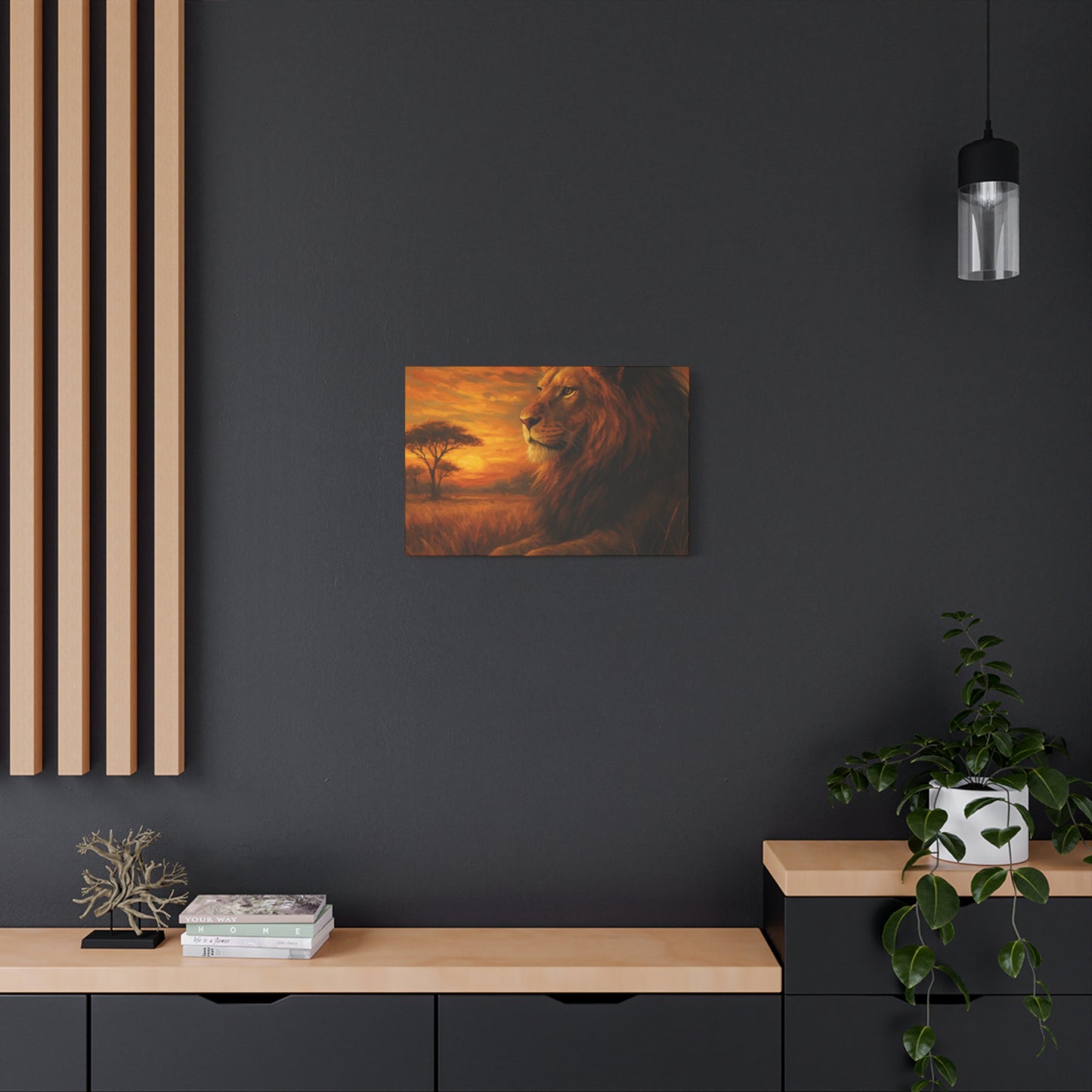 King of the Savanna - Lion Sunset Canvas