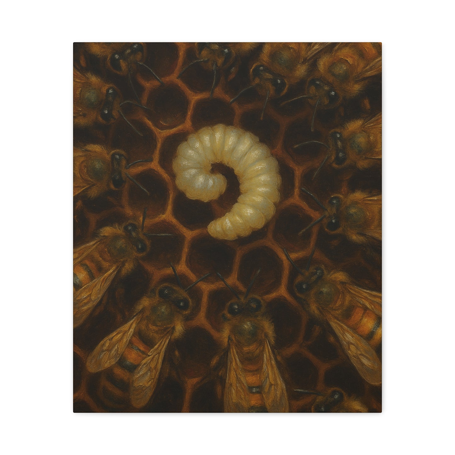 Bee Themed Wall Art Canvas, Honeycomb Decor, Nature Lover Gift, Nursery Decoration, Botanical Wall Art, Insect Art Print