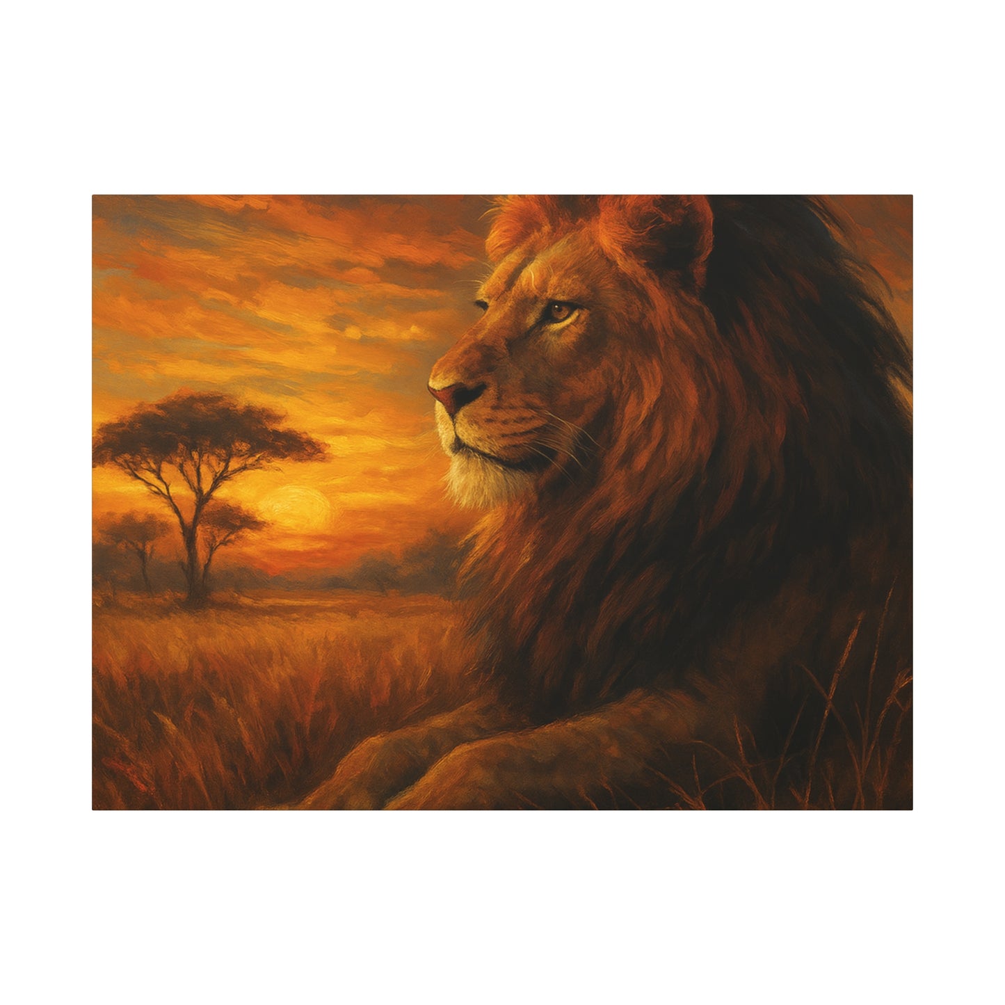 King of the Savanna - Lion Sunset Canvas
