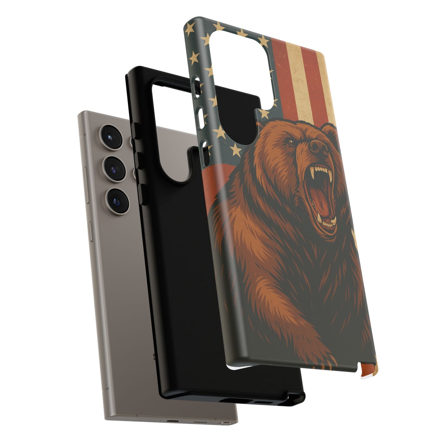 Tough Cases - Patriotic Bear Phone Case, Custom Phone Cover, Strong Protective Case, USA Flag Design, Gift for Outdoors Lovers