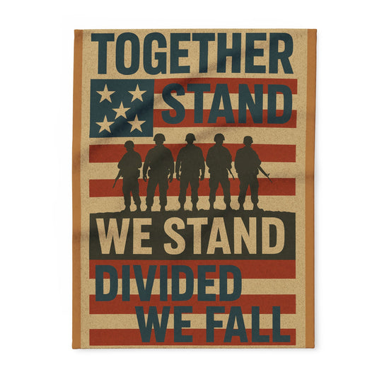 Patriotic Fleece Blanket - Together We Stand, Ideal for Veterans Day, Home Decor, Cozy Gift, American Flag Design