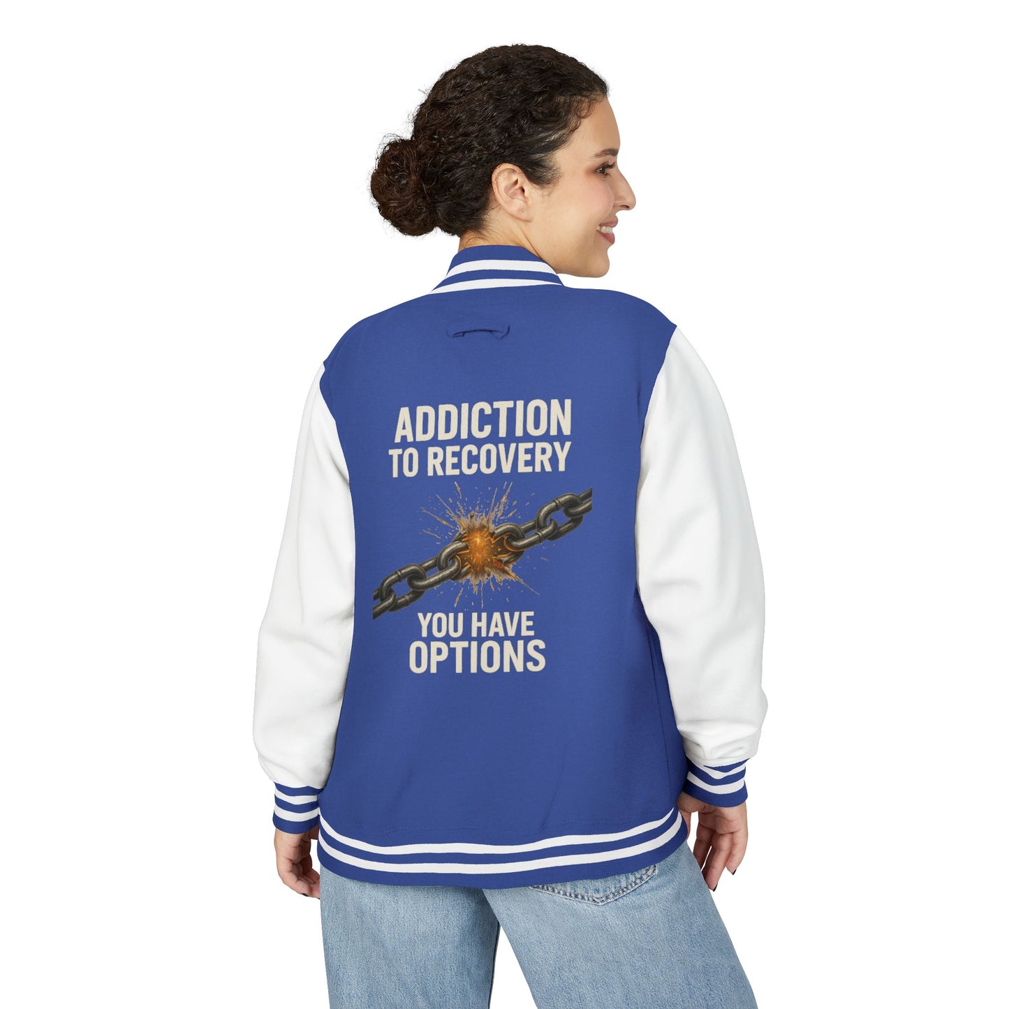 Unisex Heavyweight Letterman Jacket - Vintage Style, Perfect Gift for Recovery and Motivation, Casual Wear, Sports Jacket, College Style