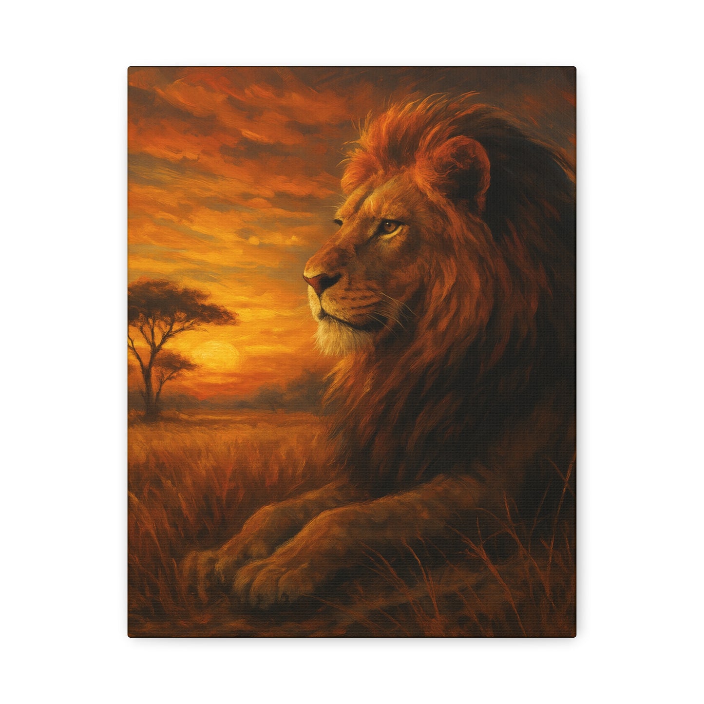 King of the Savanna - Lion Sunset Canvas