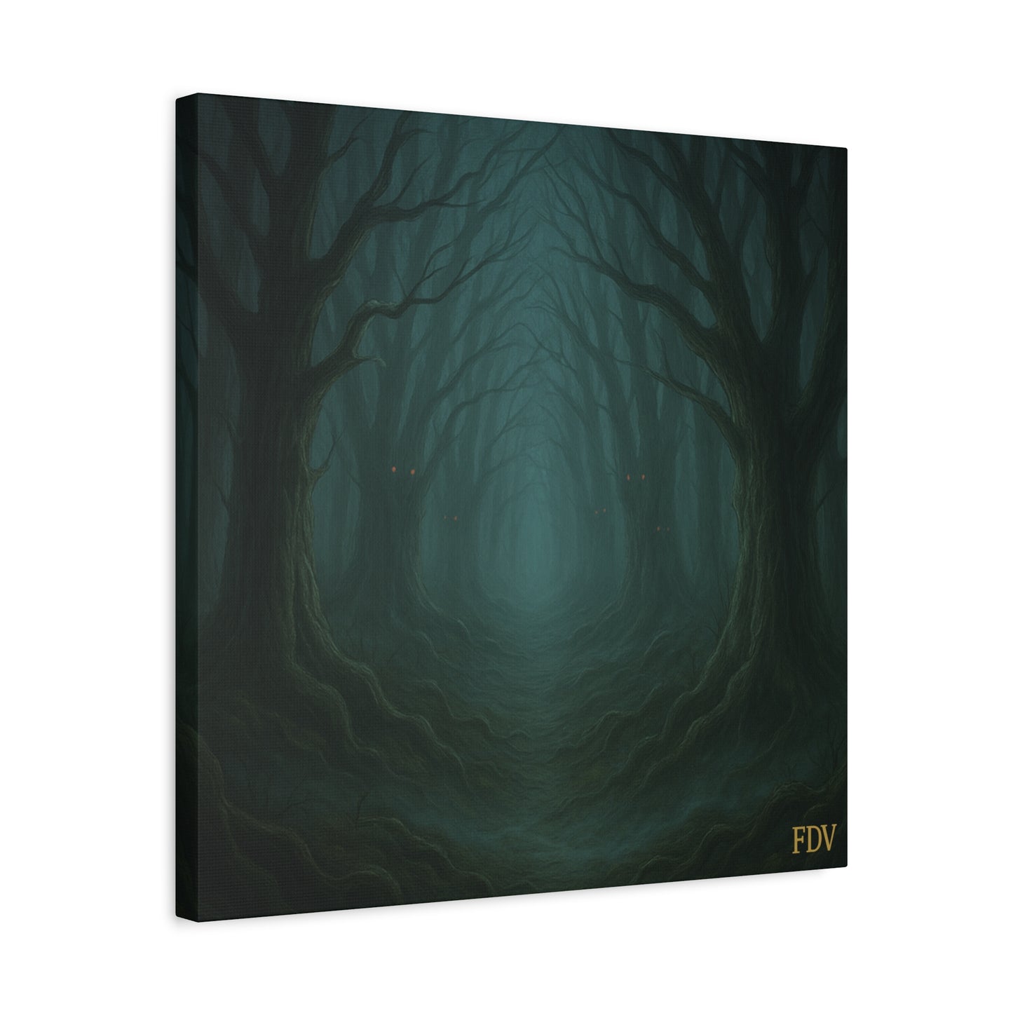 Eerie Forest Canvas Art, Spooky Home Decor, Dark Wall Hanging, Halloween Wall Art, Unique Gift for Nature Lovers, Gothic Decor