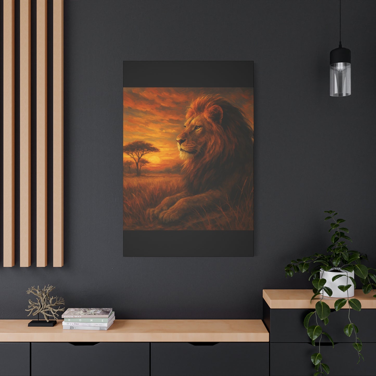 King of the Savanna - Lion Sunset Canvas