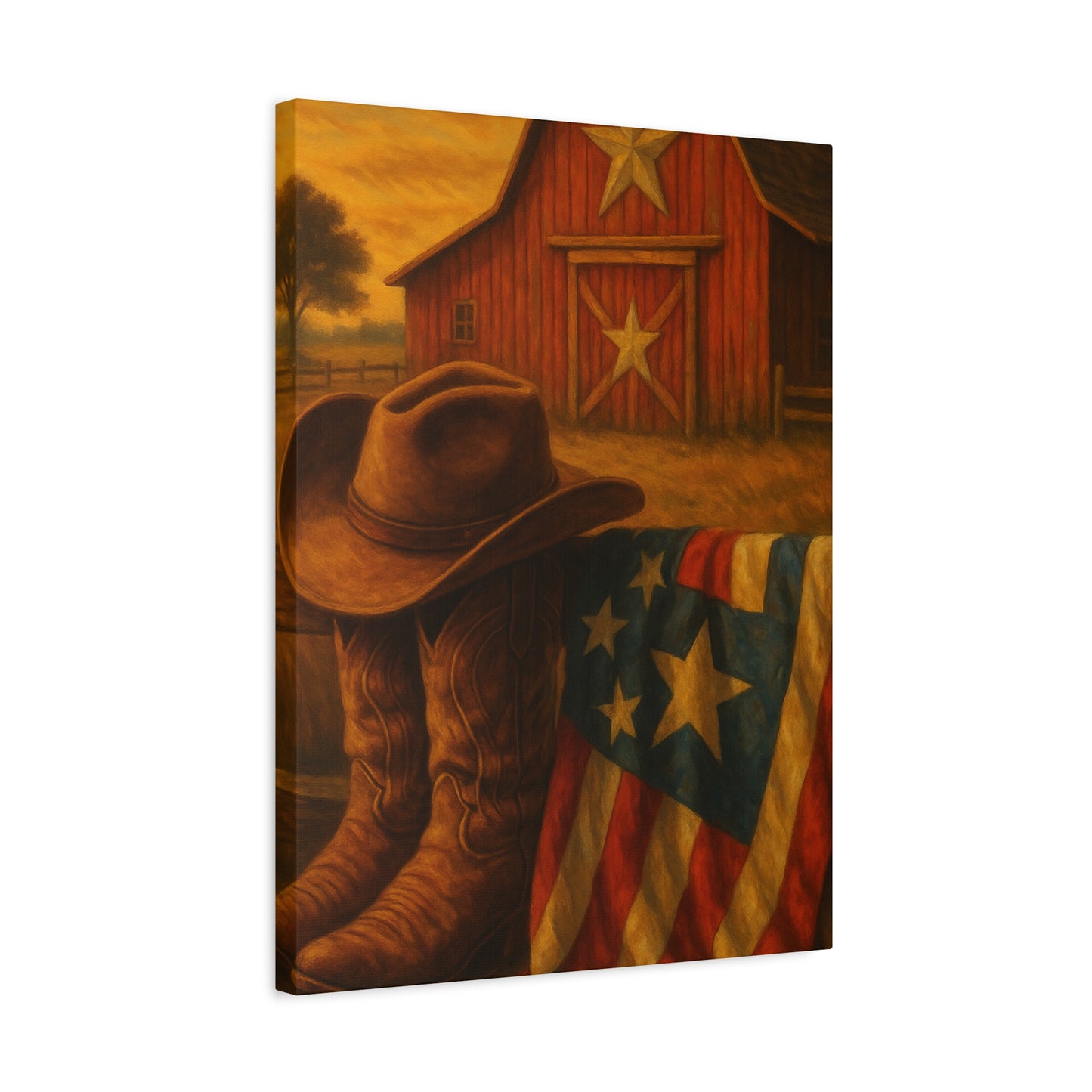 Rustic Canvas Art Print, Western Decor, Cowboy Hat and Boots, Americana Wall Art, Perfect Gift for Country Lovers