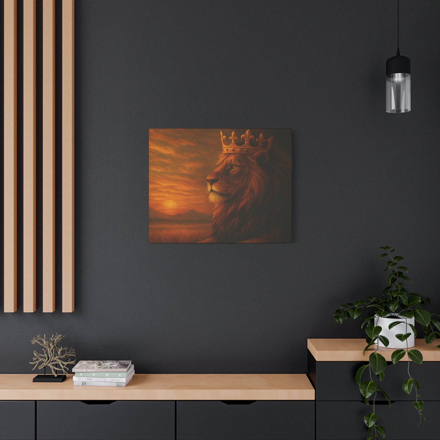 Majestic Lion Canvas Print, Animal Wall Art, Home Decor, Crowned Lion Artwork, Gift for Animal Lovers, Safari Themed Room