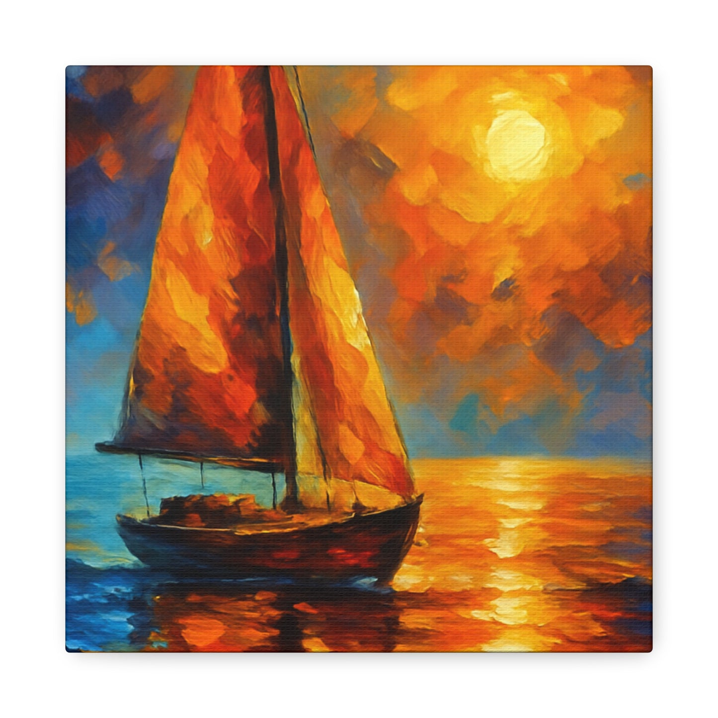 Canvas Art Print, Nautical Wall Decor, Sailboat Painting, Ocean Sunset, Home Decoration, Coastal Art