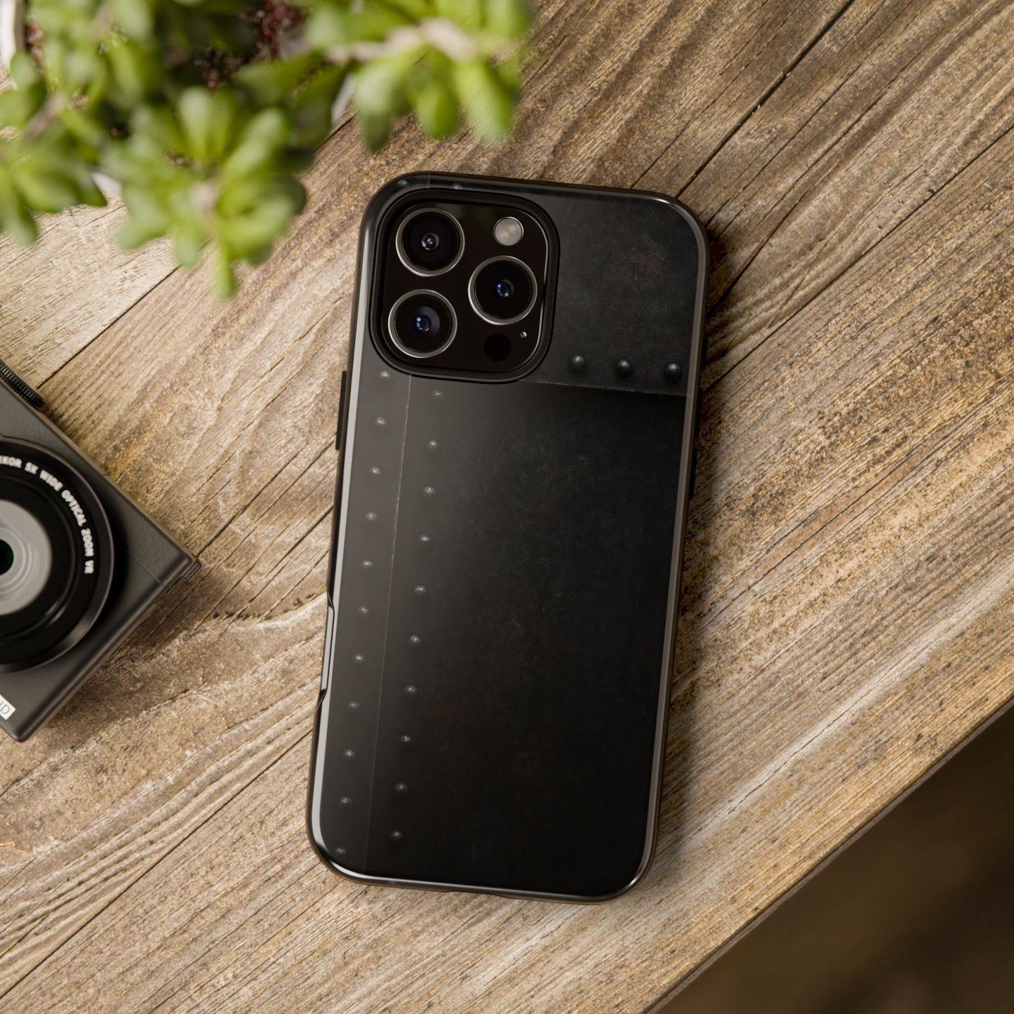 Steel & Smoke – Riveted Shadows Phone Case