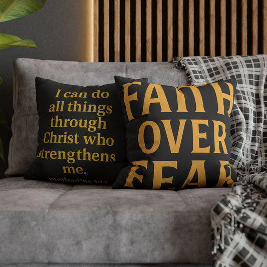 Faith Over Fear Pillowcase | Inspirational Decor for Home, Modern Living Room, Gift Ideas for Friends, Motivational Bedroom