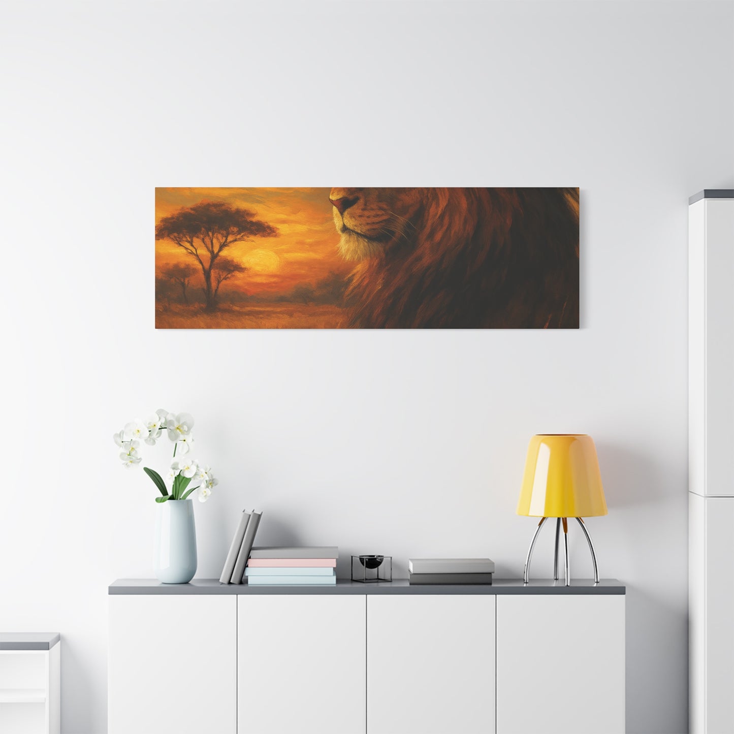 King of the Savanna - Lion Sunset Canvas