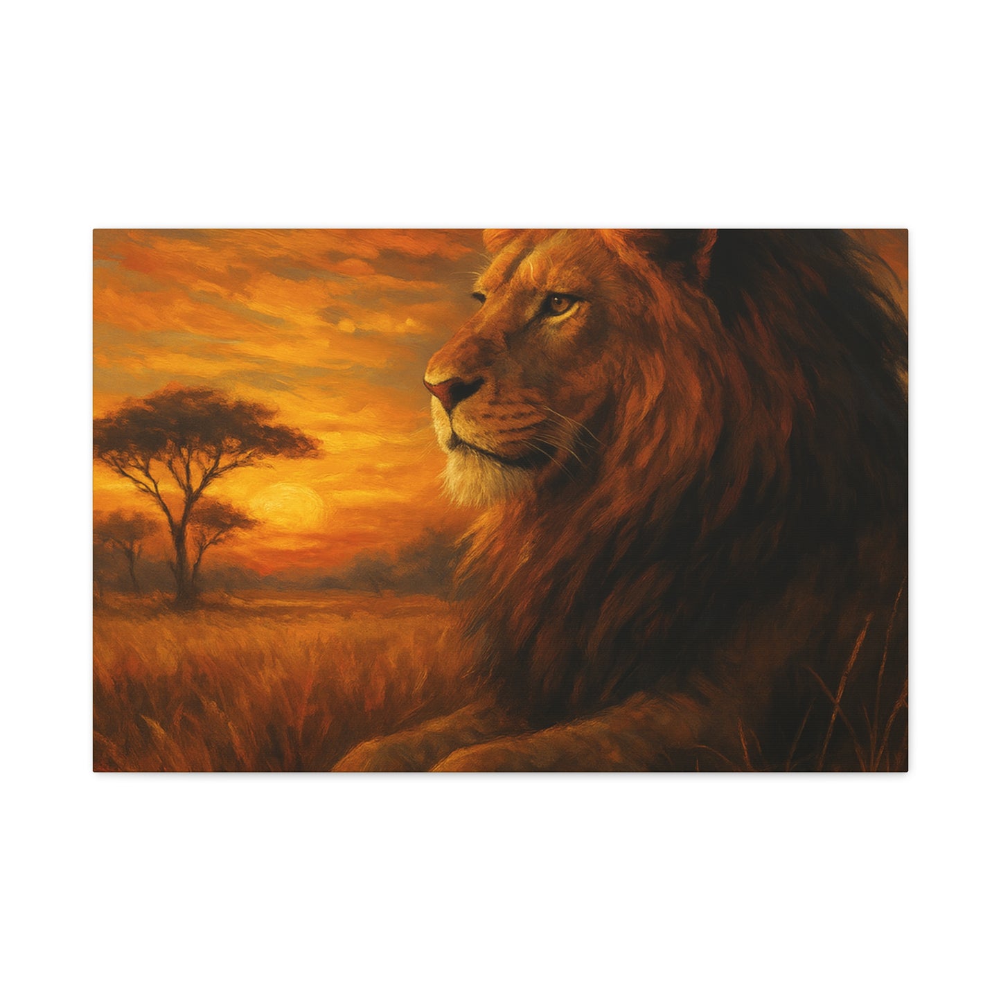 King of the Savanna - Lion Sunset Canvas
