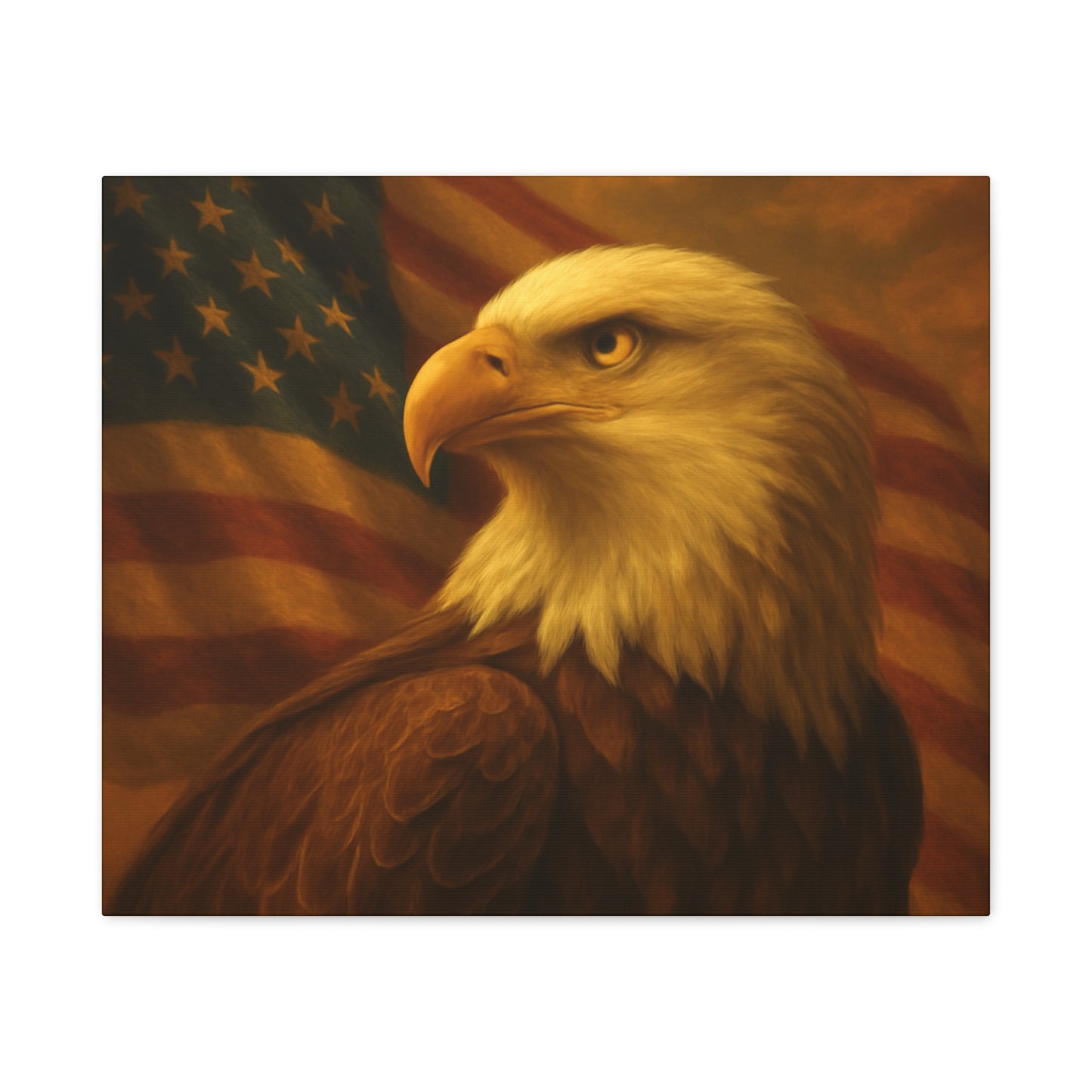 Patriotic Eagle Canvas Wall Art - American Flag Decor, Home Office, Gift for Veterans, National Holidays, Wall Decor
