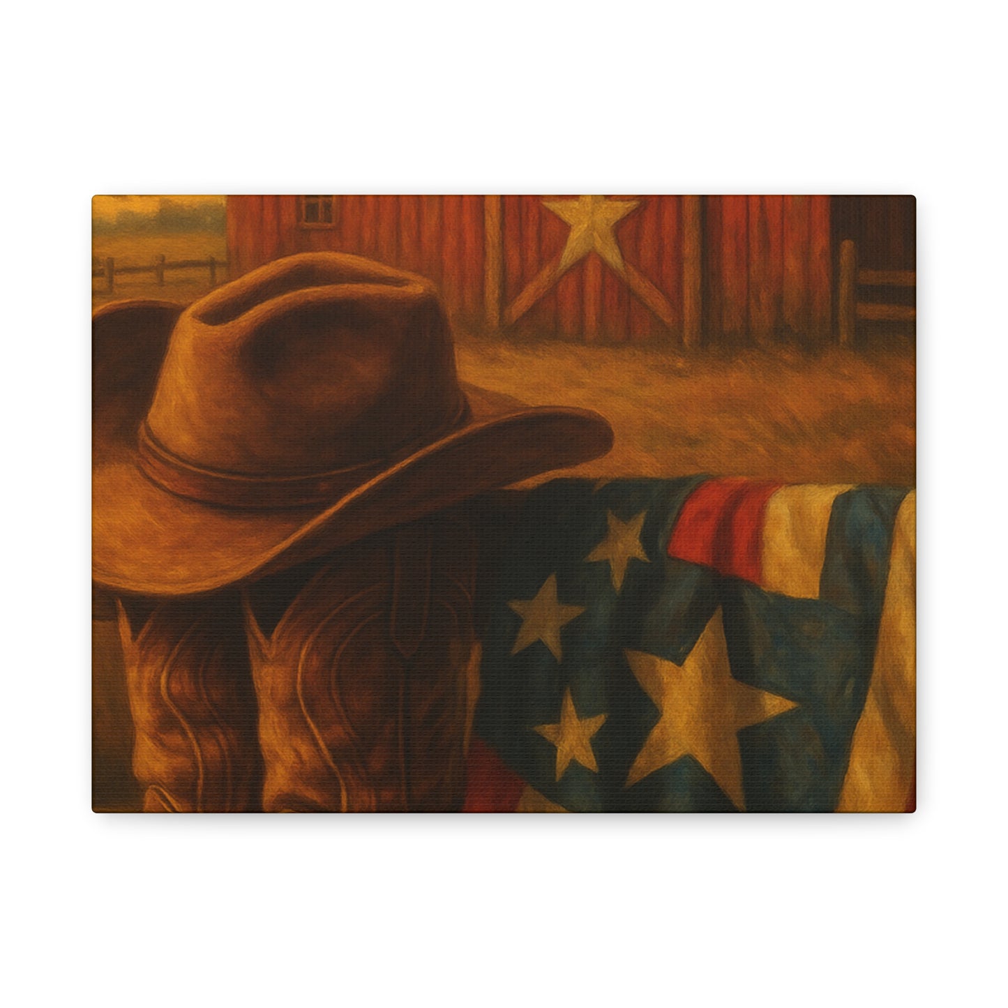 Rustic Canvas Art Print, Western Decor, Cowboy Hat and Boots, Americana Wall Art, Perfect Gift for Country Lovers