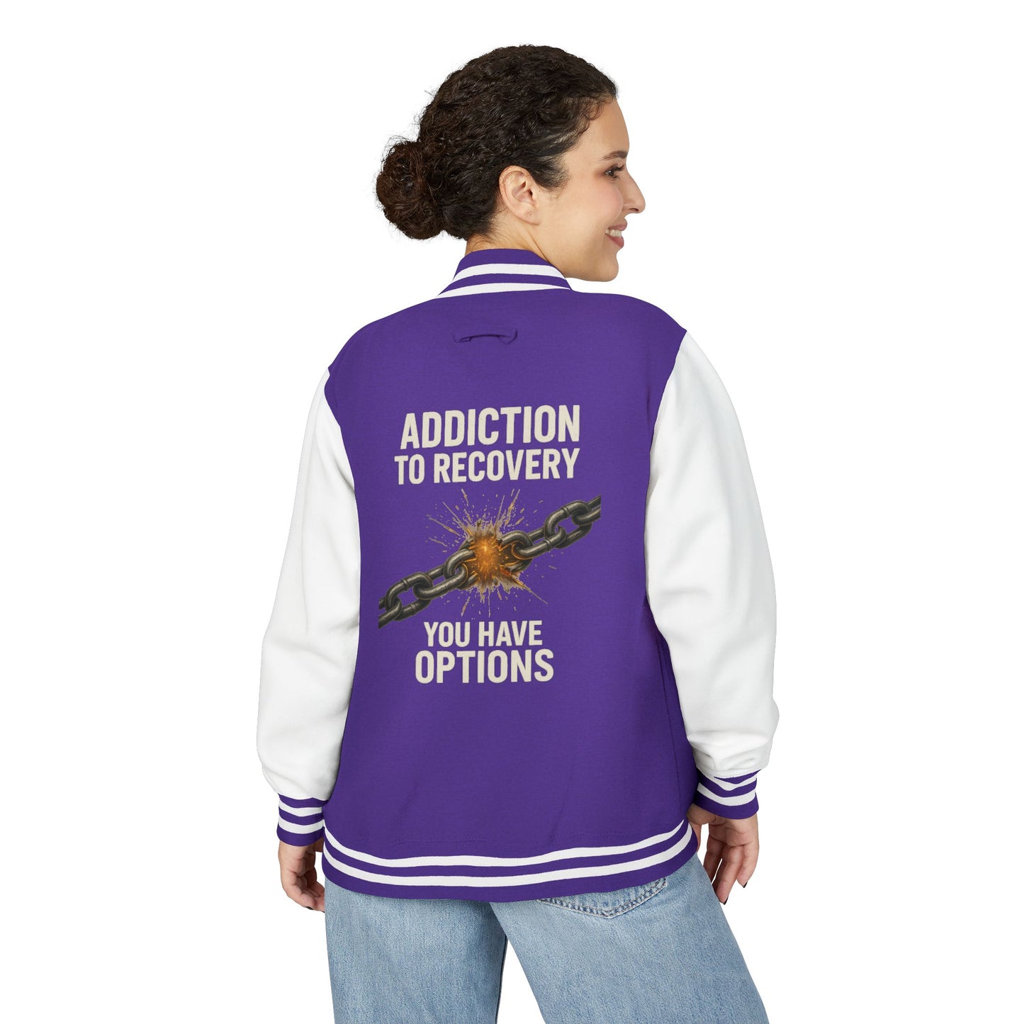 Unisex Heavyweight Letterman Jacket - Vintage Style, Perfect Gift for Recovery and Motivation, Casual Wear, Sports Jacket, College Style