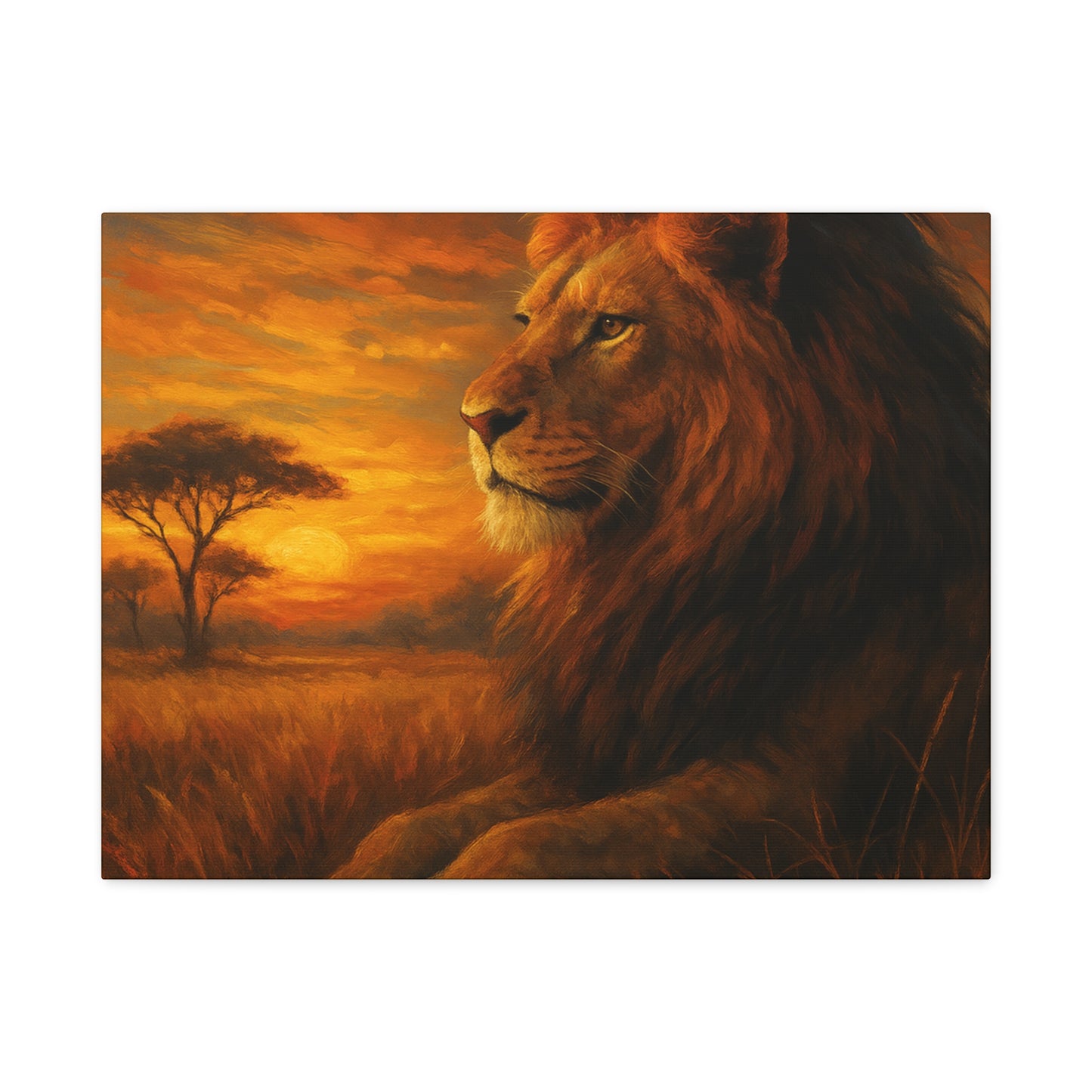 King of the Savanna - Lion Sunset Canvas