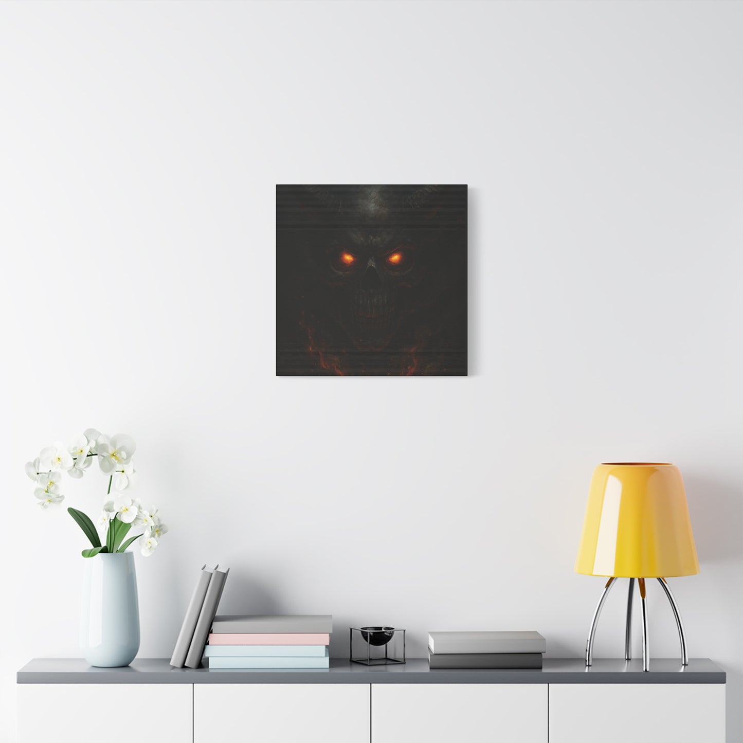 Dark Fantasy Wall Art, Matte Canvas with Fiery Skull Design, Demon Home Decor, Gothic Wall Decor, Unique Gift for Halloween, Edgy [...]