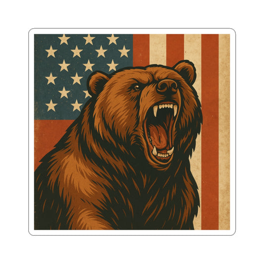 Patriotic Bear Kiss-Cut Stickers | VSCO Stickers, Laptop Decals, Wilderness Decor, USA Pride, Gifts for Nature Lovers