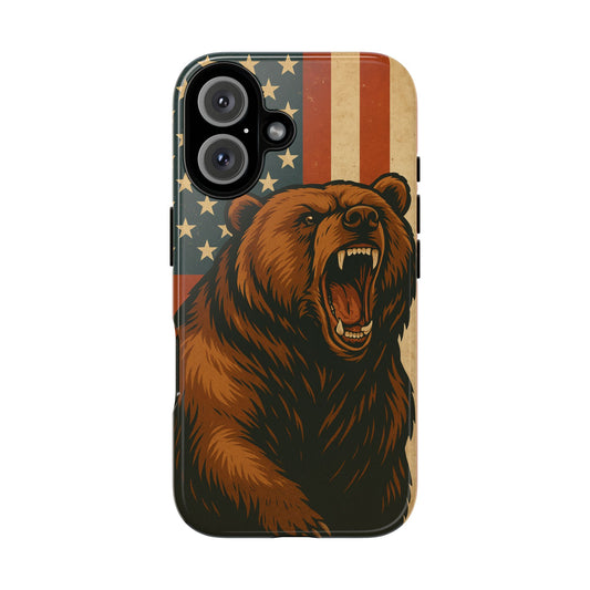 Tough Cases - Patriotic Bear Phone Case, Custom Phone Cover, Strong Protective Case, USA Flag Design, Gift for Outdoors Lovers