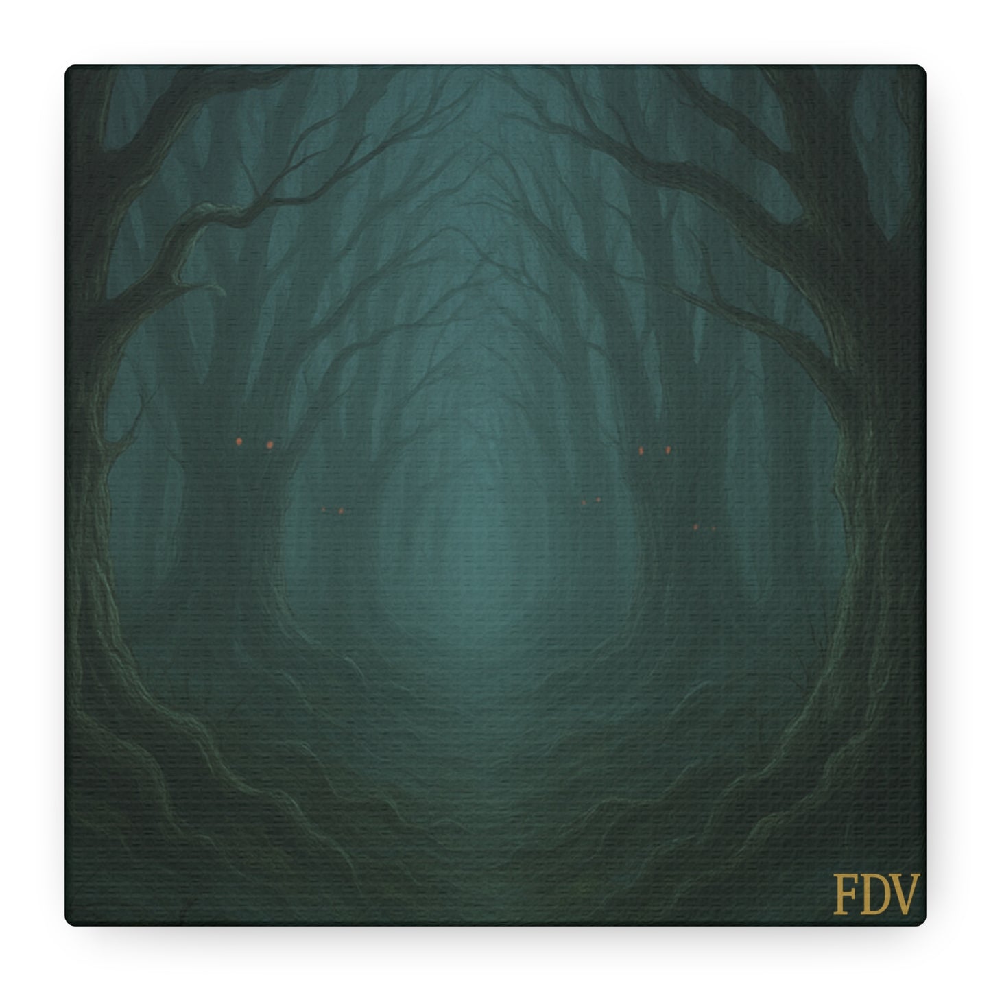 Eerie Forest Canvas Art, Spooky Home Decor, Dark Wall Hanging, Halloween Wall Art, Unique Gift for Nature Lovers, Gothic Decor