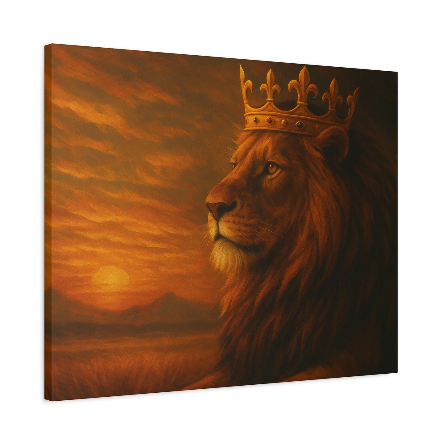 Majestic Lion Canvas Print, Animal Wall Art, Home Decor, Crowned Lion Artwork, Gift for Animal Lovers, Safari Themed Room