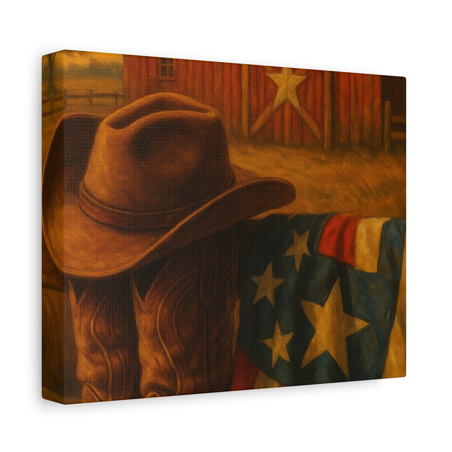 Rustic Canvas Art Print, Western Decor, Cowboy Hat and Boots, Americana Wall Art, Perfect Gift for Country Lovers
