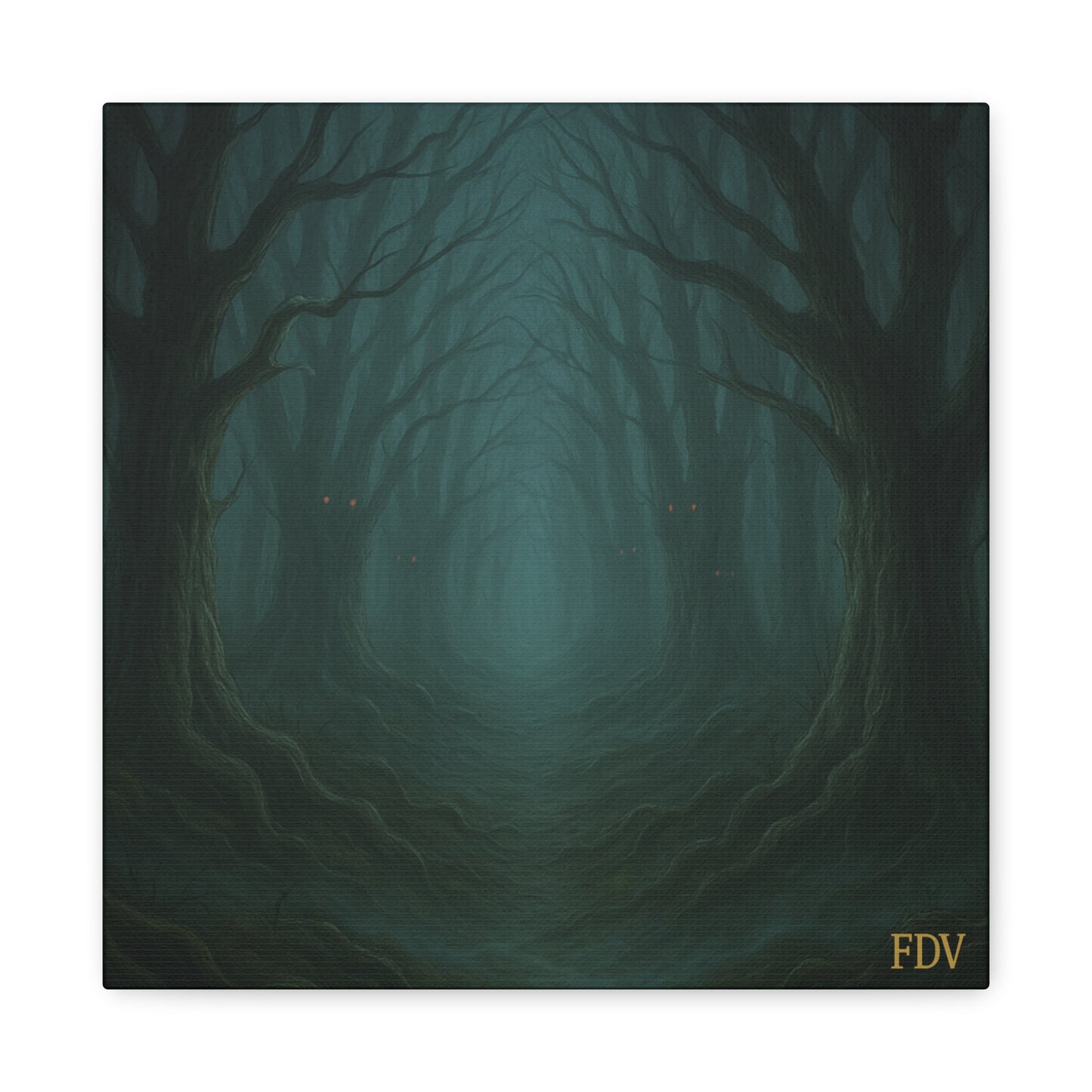 Eerie Forest Canvas Art, Spooky Home Decor, Dark Wall Hanging, Halloween Wall Art, Unique Gift for Nature Lovers, Gothic Decor
