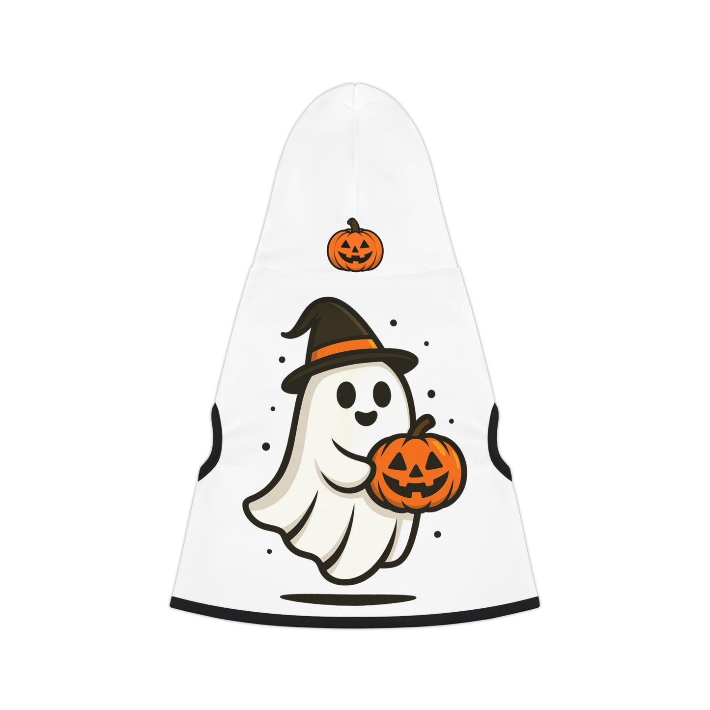 Halloween Ghost Pet Hoodie with Pumpkin Design, Dog Costume, Cat Sweater, Pet Apparel for Fall, Spooky Season Wear