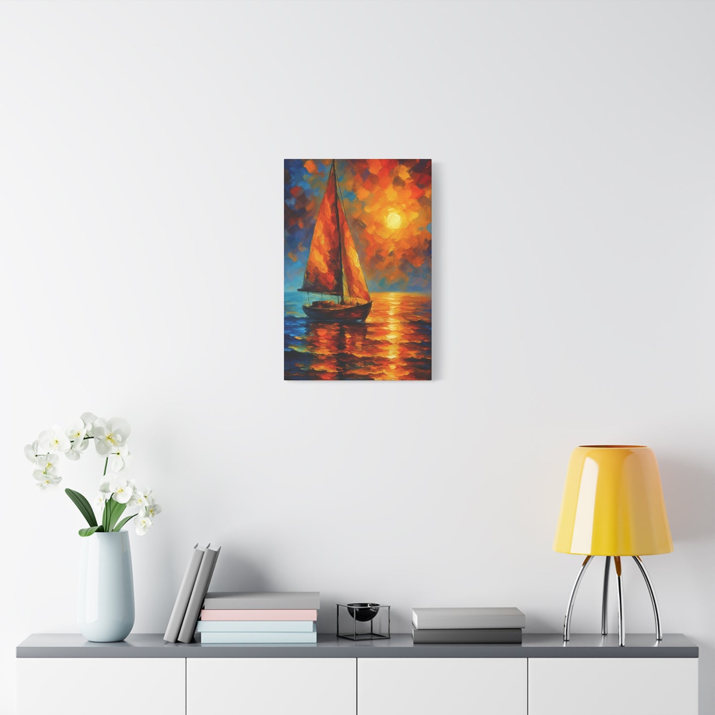 Canvas Art Print, Nautical Wall Decor, Sailboat Painting, Ocean Sunset, Home Decoration, Coastal Art