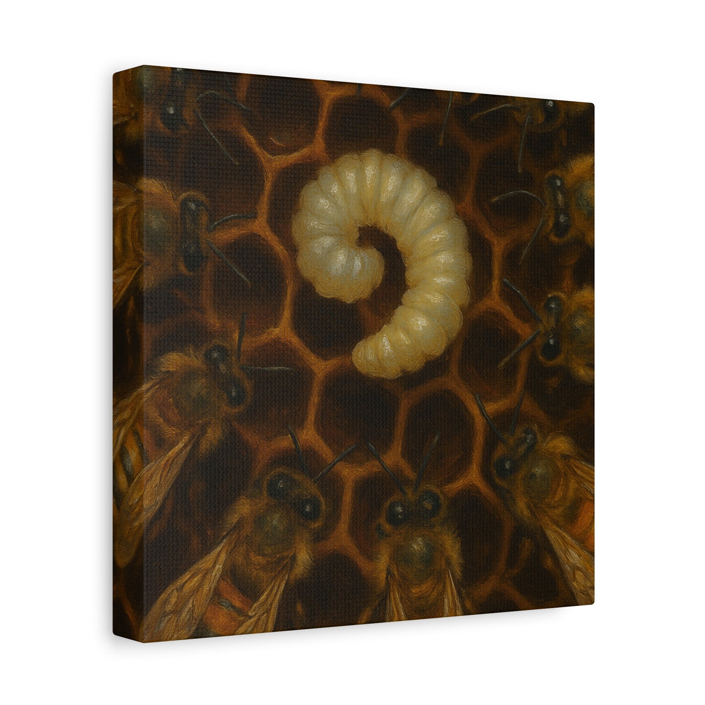 Bee Themed Wall Art Canvas, Honeycomb Decor, Nature Lover Gift, Nursery Decoration, Botanical Wall Art, Insect Art Print