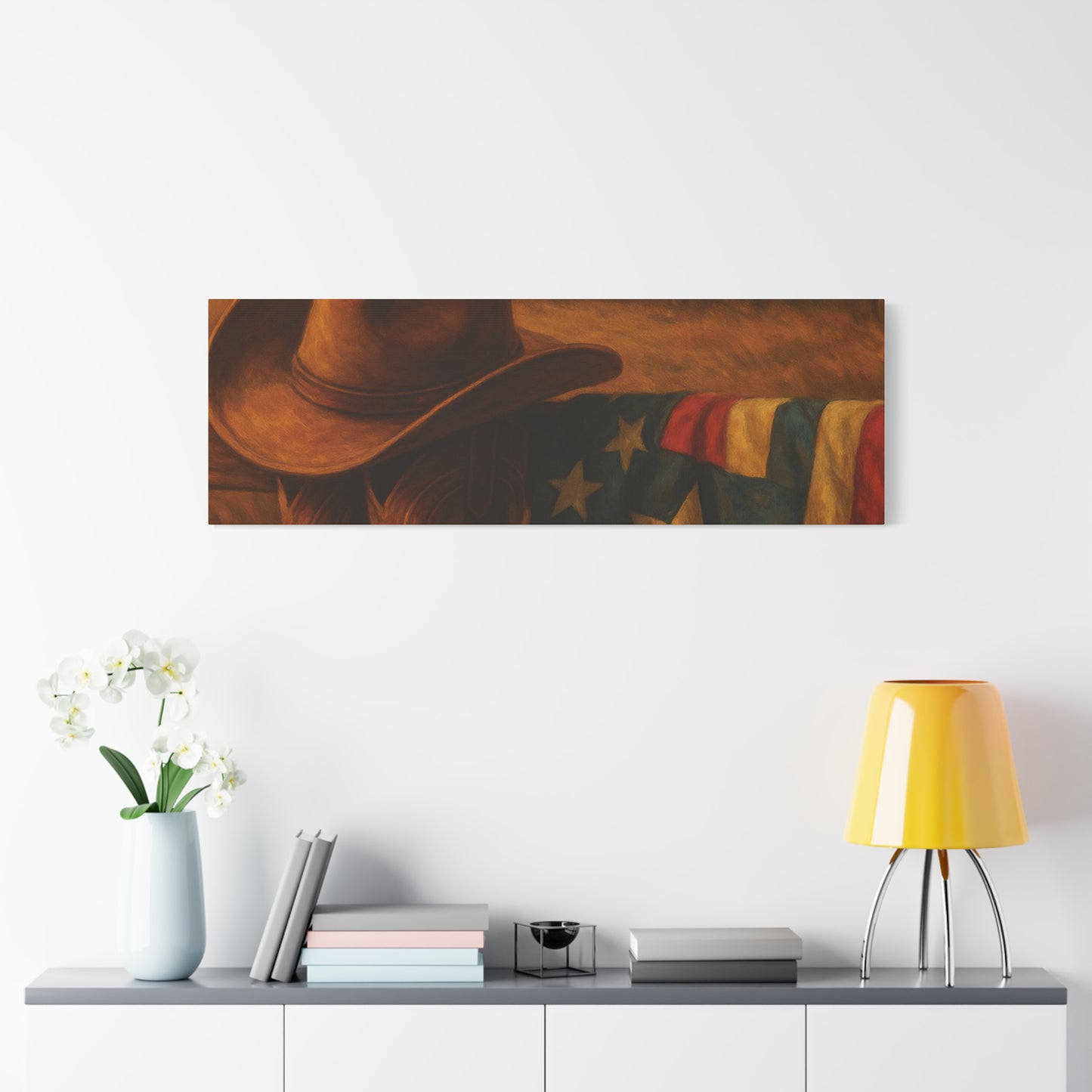 Rustic Canvas Art Print, Western Decor, Cowboy Hat and Boots, Americana Wall Art, Perfect Gift for Country Lovers
