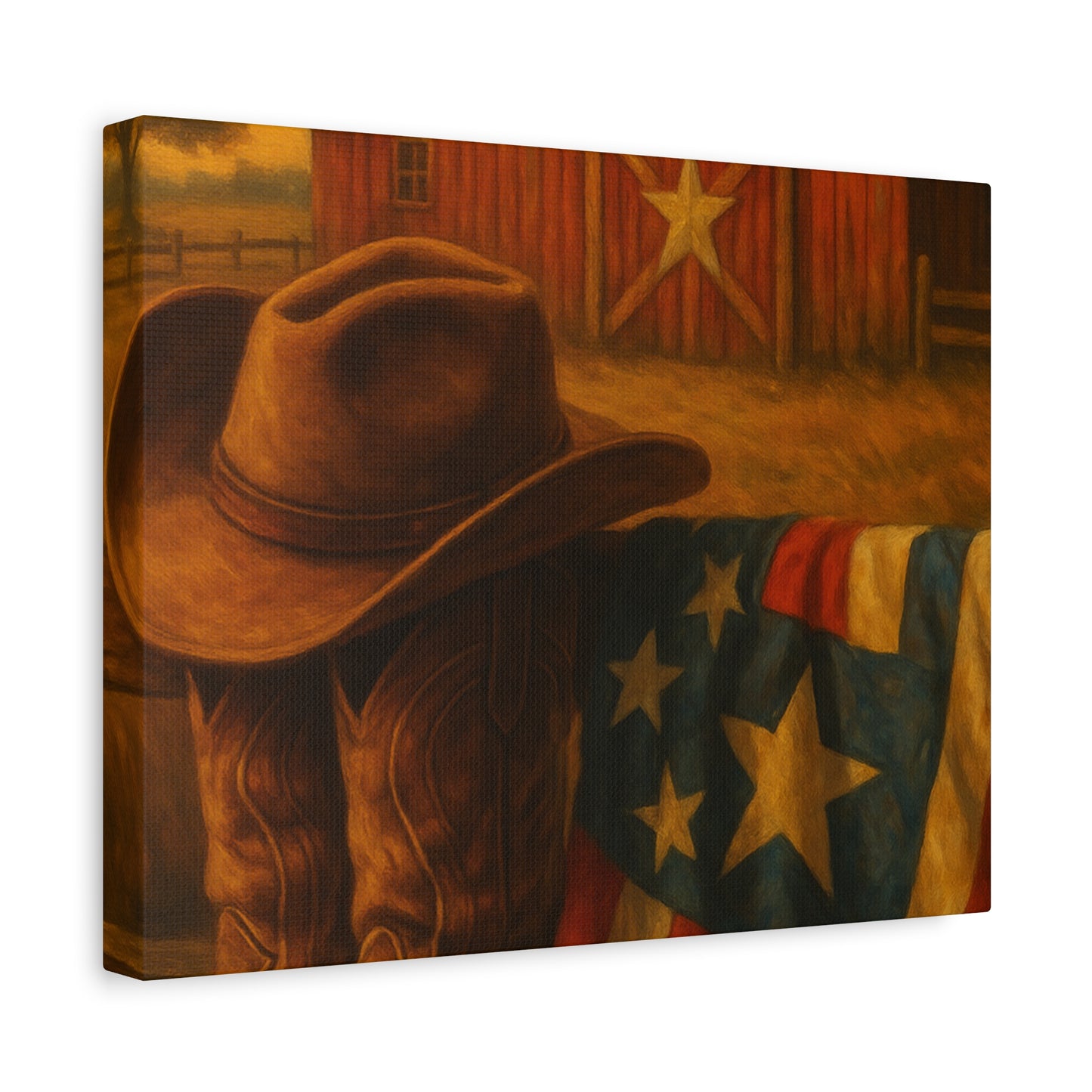 Rustic Canvas Art Print, Western Decor, Cowboy Hat and Boots, Americana Wall Art, Perfect Gift for Country Lovers