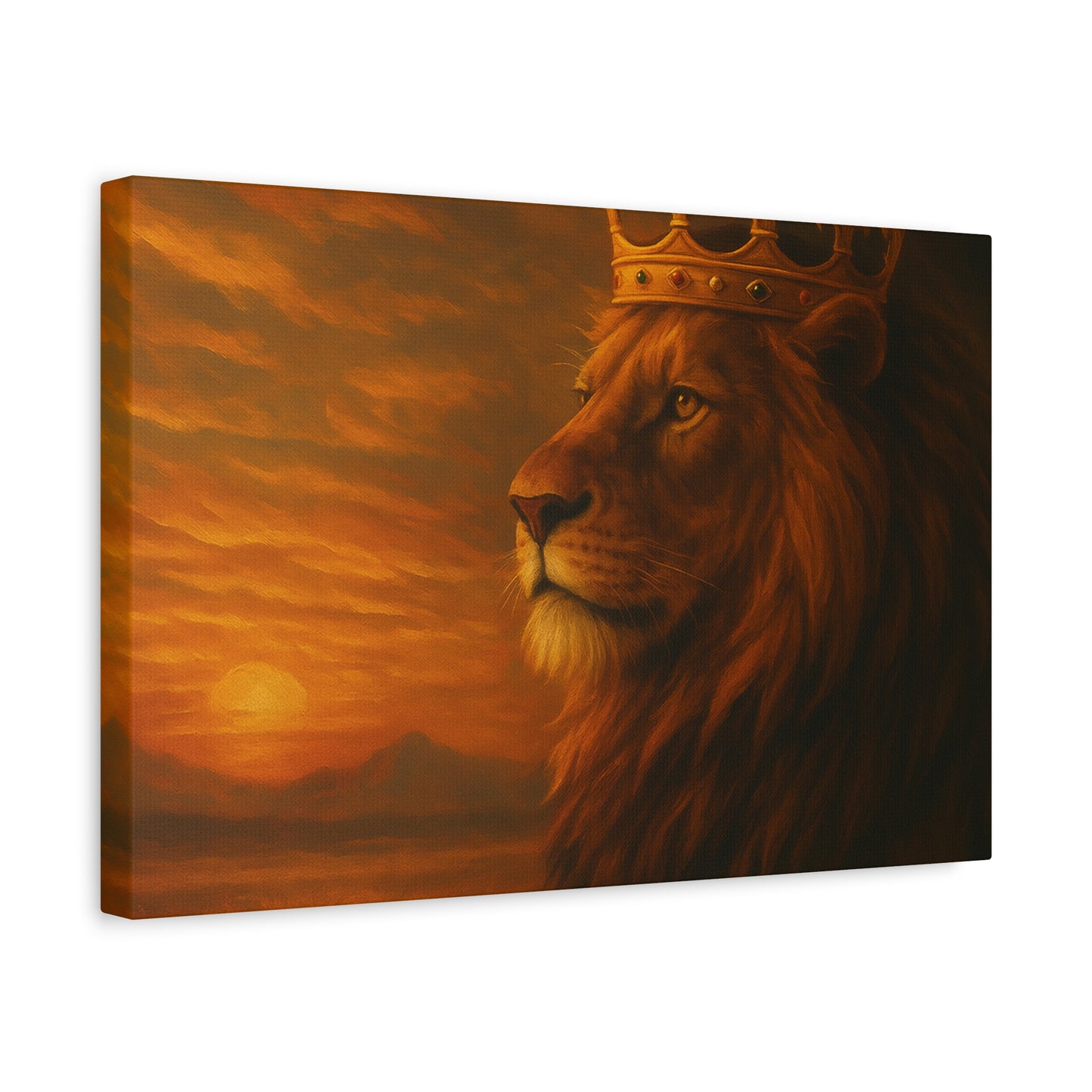 Majestic Lion Canvas Print, Animal Wall Art, Home Decor, Crowned Lion Artwork, Gift for Animal Lovers, Safari Themed Room