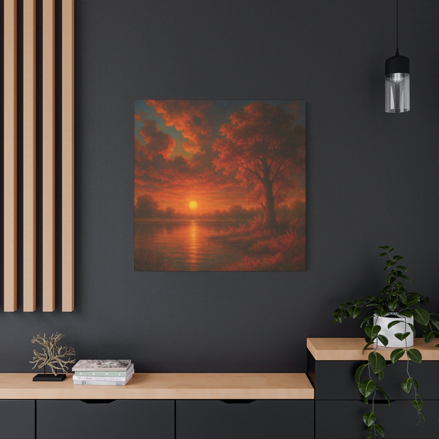 Serene Sunset Canvas Wall Art, Nature Decor, Home Aesthetic, Gift for Art Lovers, Inspiring Wall Hanging, Living Room Decoration