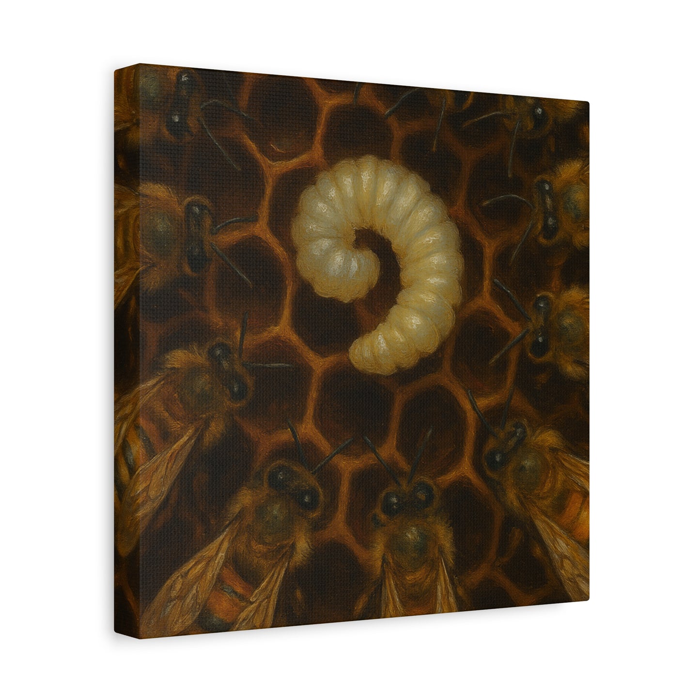 Bee Themed Wall Art Canvas, Honeycomb Decor, Nature Lover Gift, Nursery Decoration, Botanical Wall Art, Insect Art Print