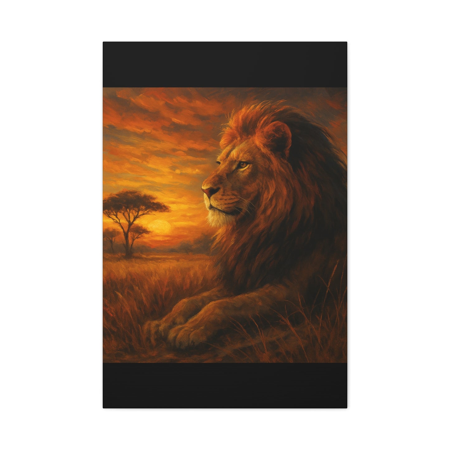 King of the Savanna - Lion Sunset Canvas