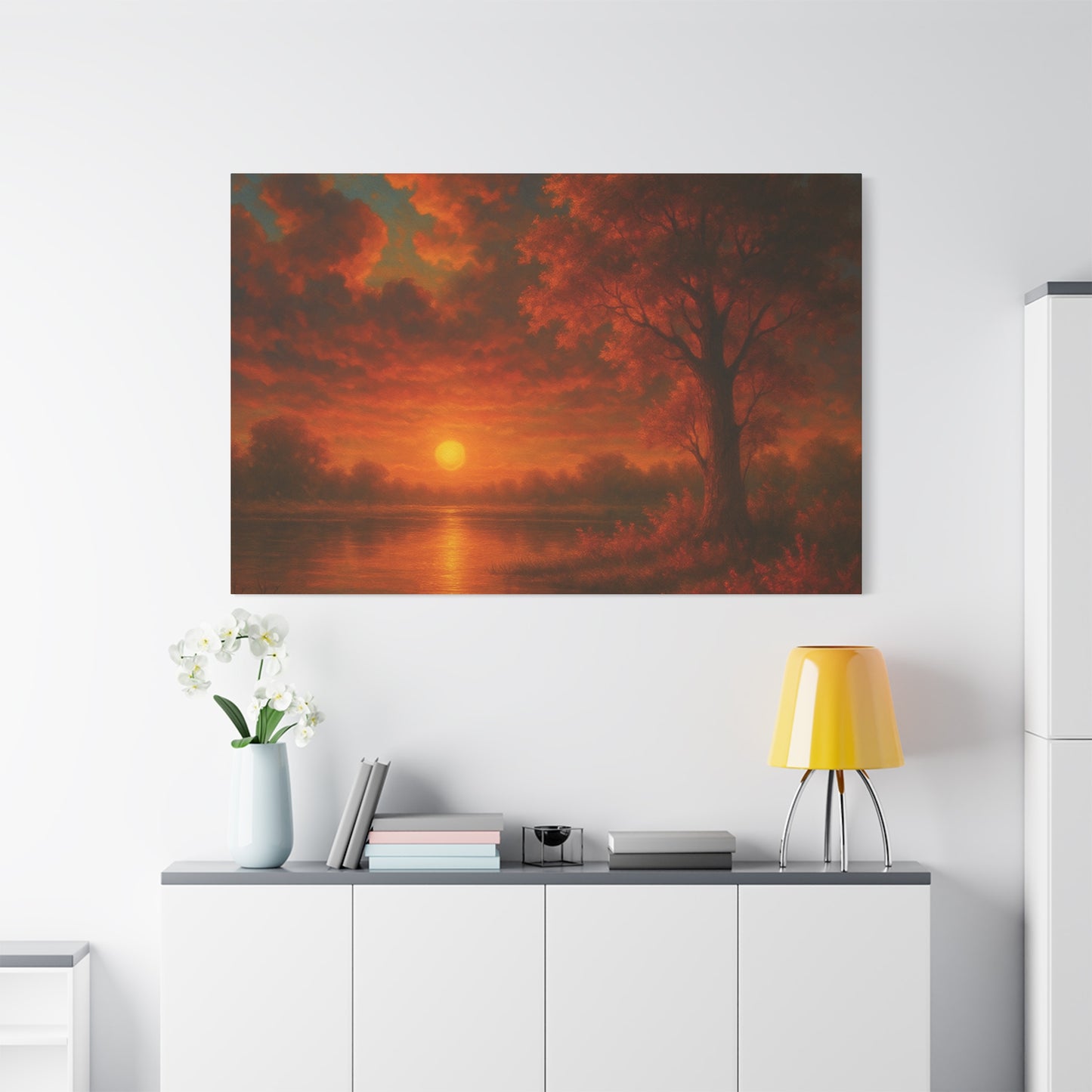 Serene Sunset Canvas Wall Art, Nature Decor, Home Aesthetic, Gift for Art Lovers, Inspiring Wall Hanging, Living Room Decoration
