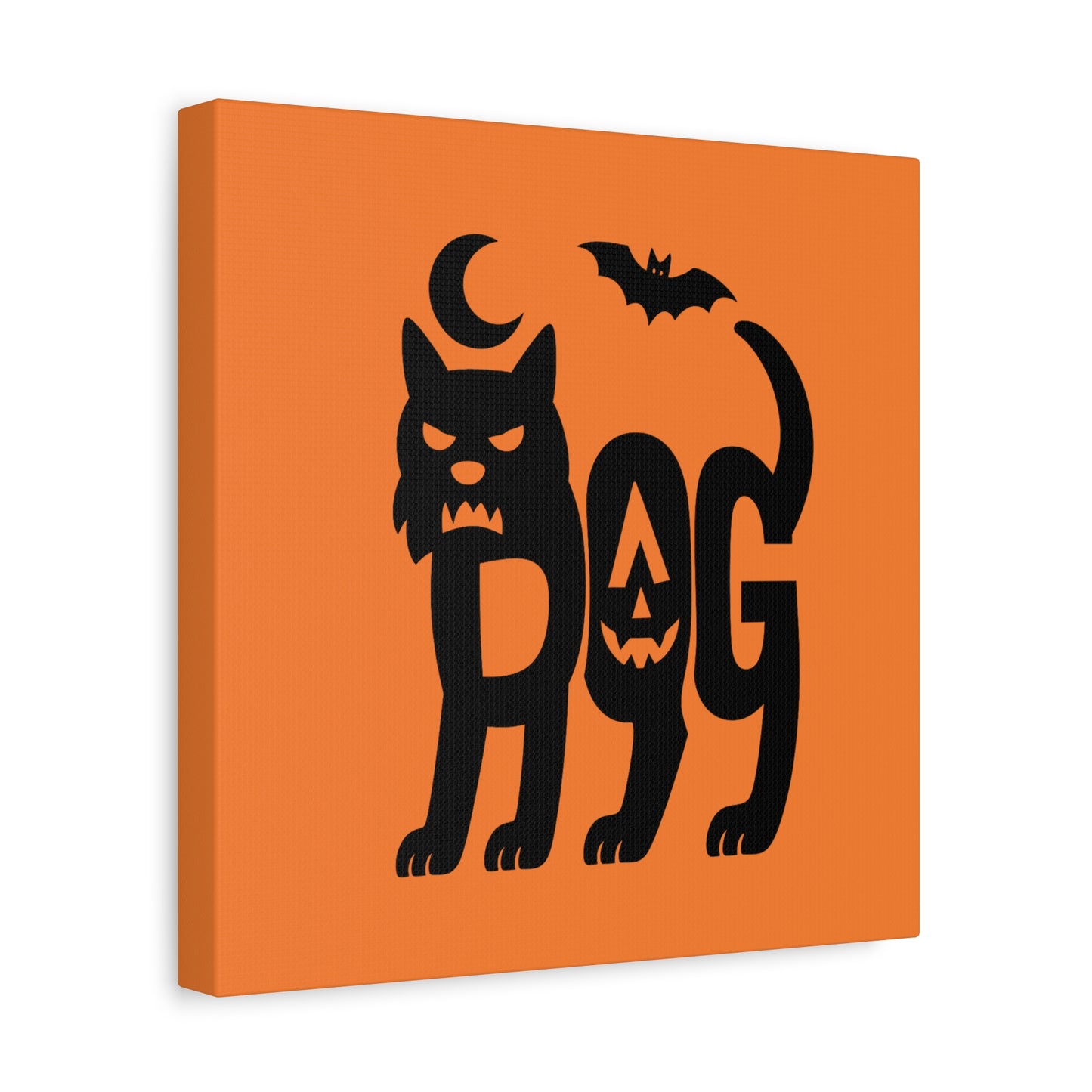 Halloween Black Cat Canvas Art, Fall Home Decor, Spooky Wall Art, Dog Pumpkin Print, Gift for Cat Lovers
