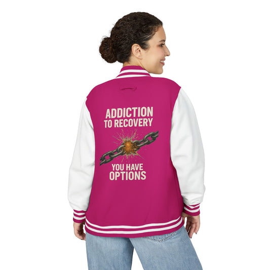 Unisex Heavyweight Letterman Jacket - Vintage Style, Perfect Gift for Recovery and Motivation, Casual Wear, Sports Jacket, College Style