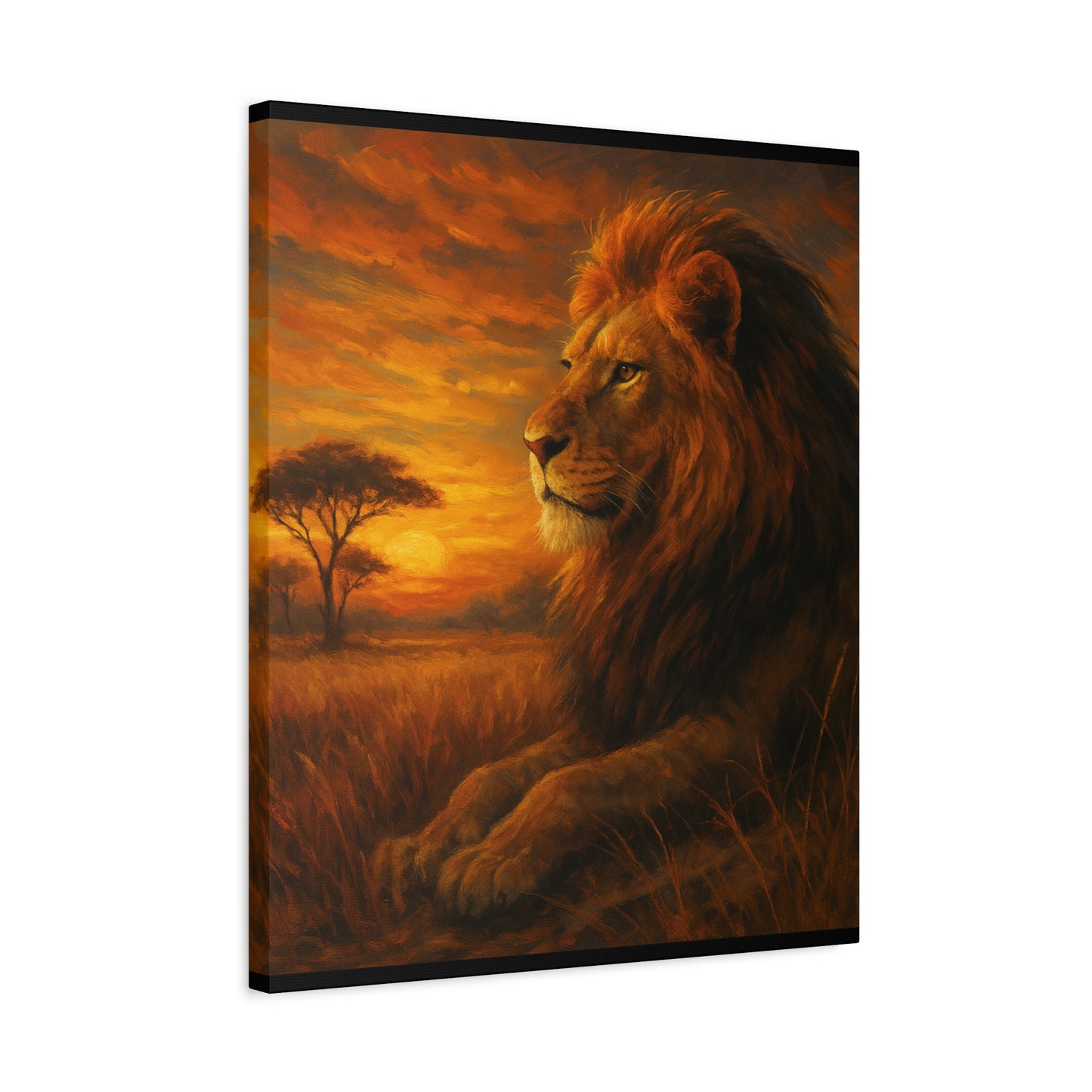 King of the Savanna - Lion Sunset Canvas